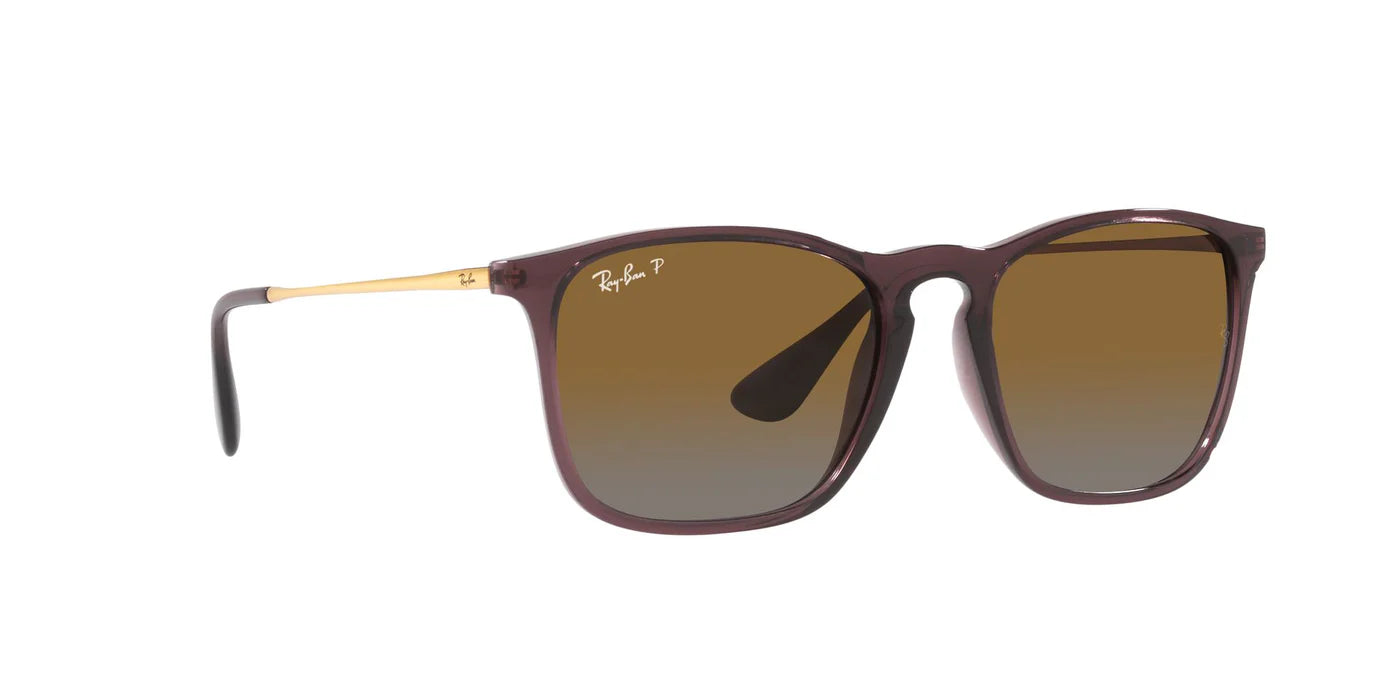 Ray-Ban Chris RB4187 6593/T5 Sunglasses – Transparent Brown, 54mm Polarized