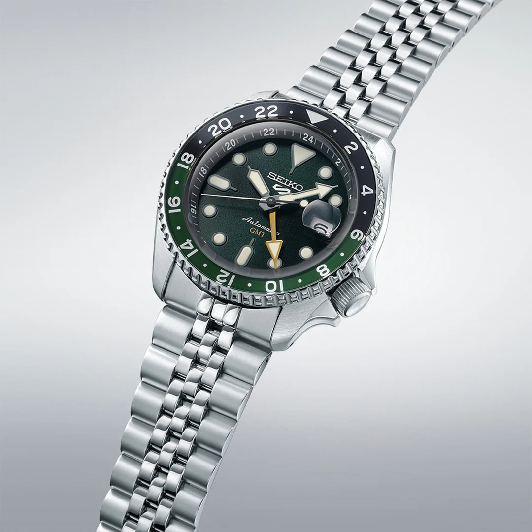SEIKO Round Green Dial 5 Sports SKX GMT Bi Watch Men - SSK035K1
