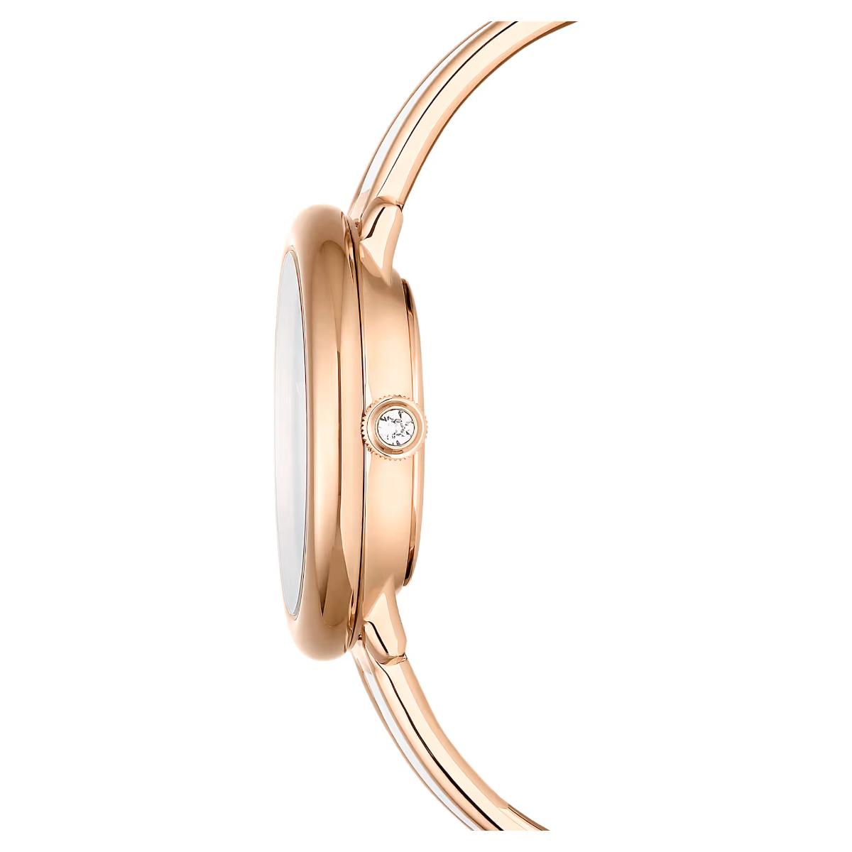 Rose gold watch with a diamond on a white background