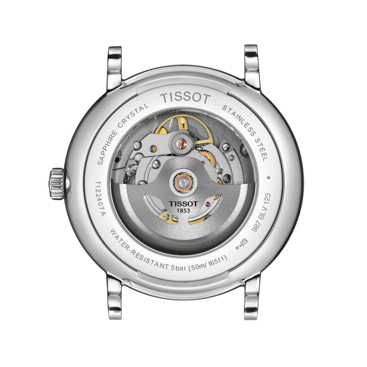 Tissot watch with mechanical movement on a white background