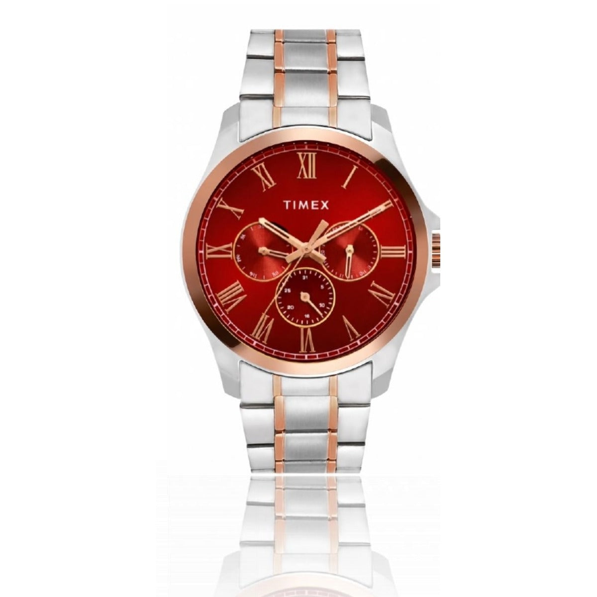 Timex Quartz Red Dial Analog Multifunction Watch For Men TW000X146