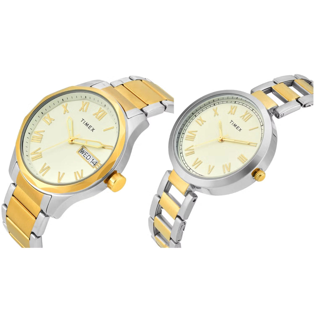 Timex Cream Round Dial Analog Stainless Steel Pairs Watch TW00PR341