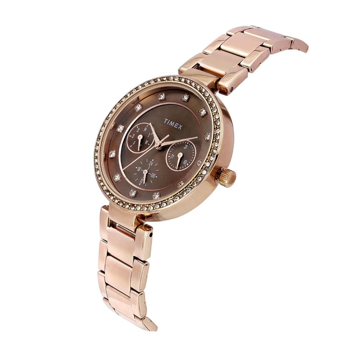 Timex Brown Round Dial Analog Watch For Women TWEL18721