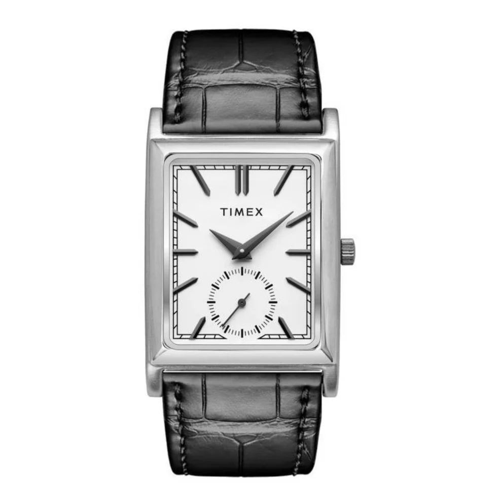Timex Rene Retro Tank Style White Glossy Dial Men's Watch - TW000L522