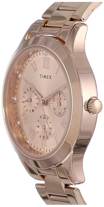 Timex Fashion Women's Rose Gold Dial Round Case Multifunction Watch -TW000Q810