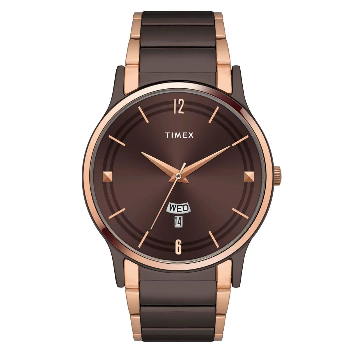 Timex Analog Brown Round Brass Dial Men Watch - TW000R464