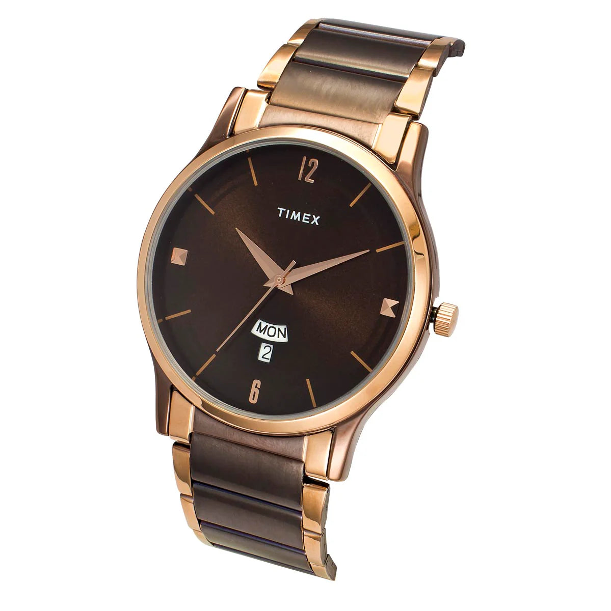 Timex Analog Brown Round Brass Dial Men Watch - TW000R464