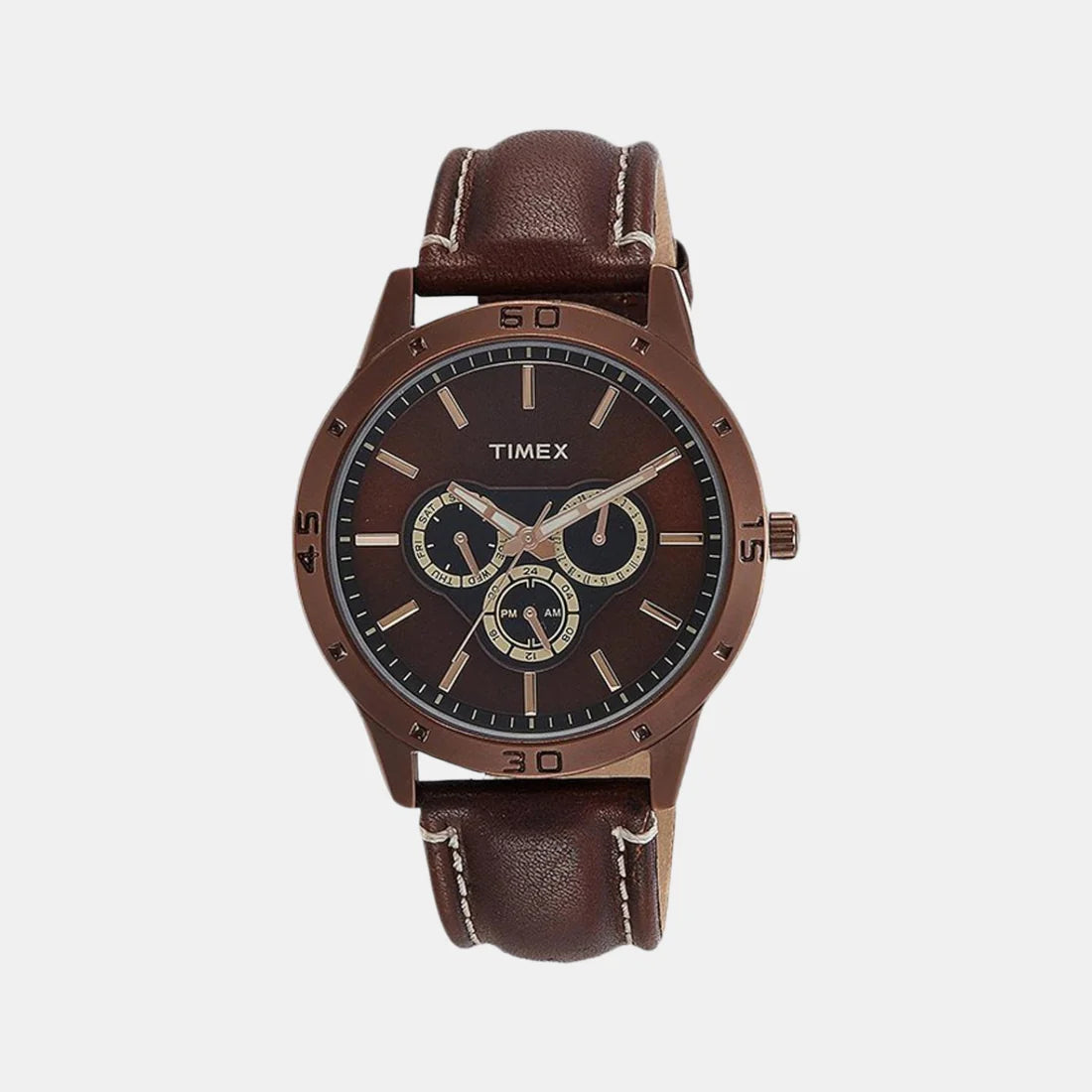 Timex Fashion Men's Digital Brown Dial Round Case Multifunction Watch -TW000U914