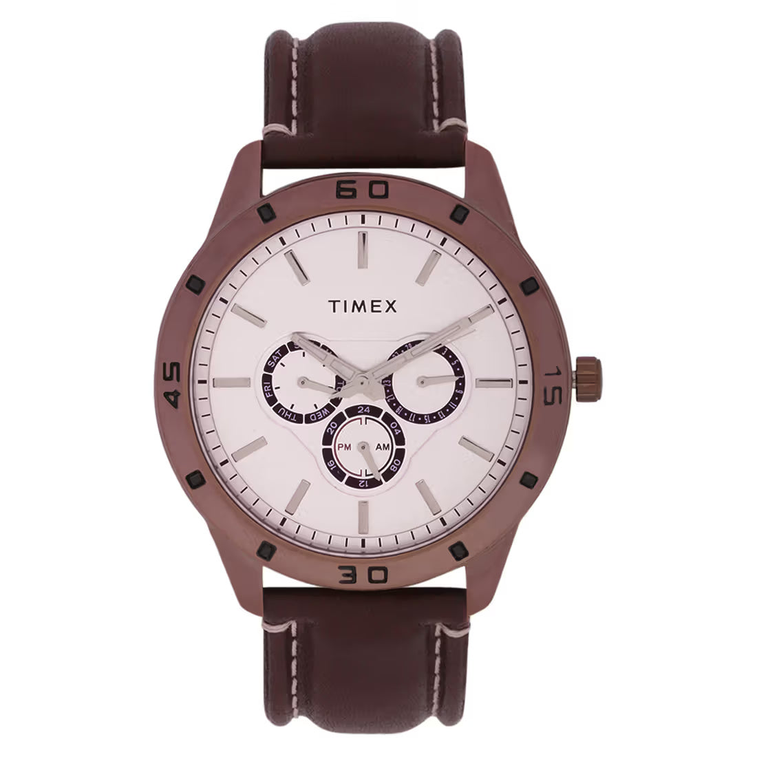 Timex Fashion Men's Quartz Analog Silver Dial Round Multifunction Watch -TW000U916