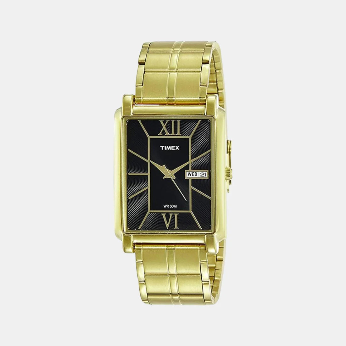 Timex Classics Men's Black Rectangle Dial Day Date Function Watch -TW000W906