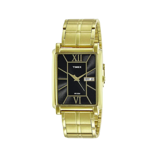 Timex Classics Men's Black Rectangle Dial Day Date Function Watch -TW000W906