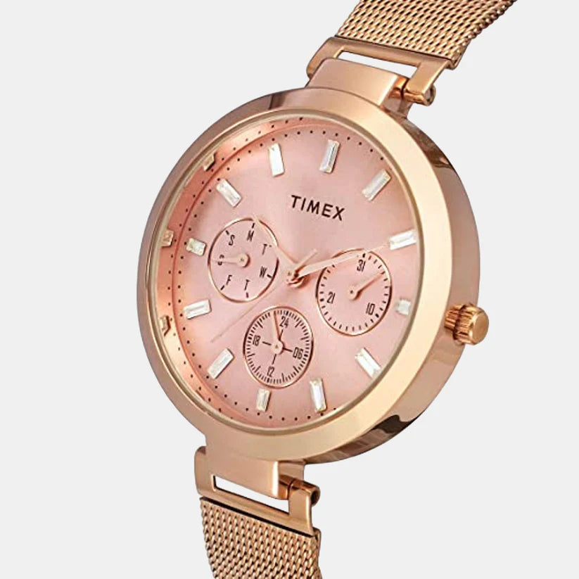 Timex Fashion Women's Pink Round Multifunction Dial Watch -TW000X242