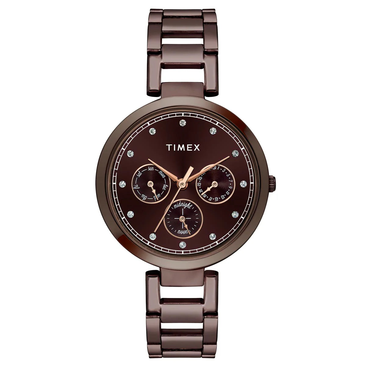 Timex Women Brown Round Dial Analog Stainless Steel Watch - TW000X267
