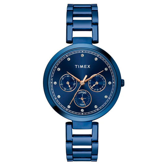 Timex Women Blue Round Dial Quartz Analog Watch - TW000X268