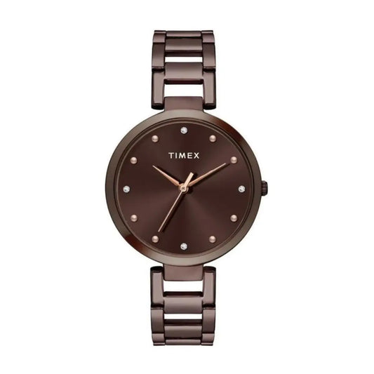Timex Brown Round Dial Analog Women Watch TW000X272