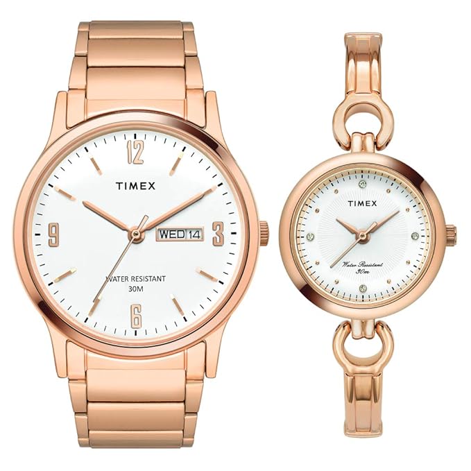 Timex White Dial Analog Stainless Steel Couple Watch - TW00PR263