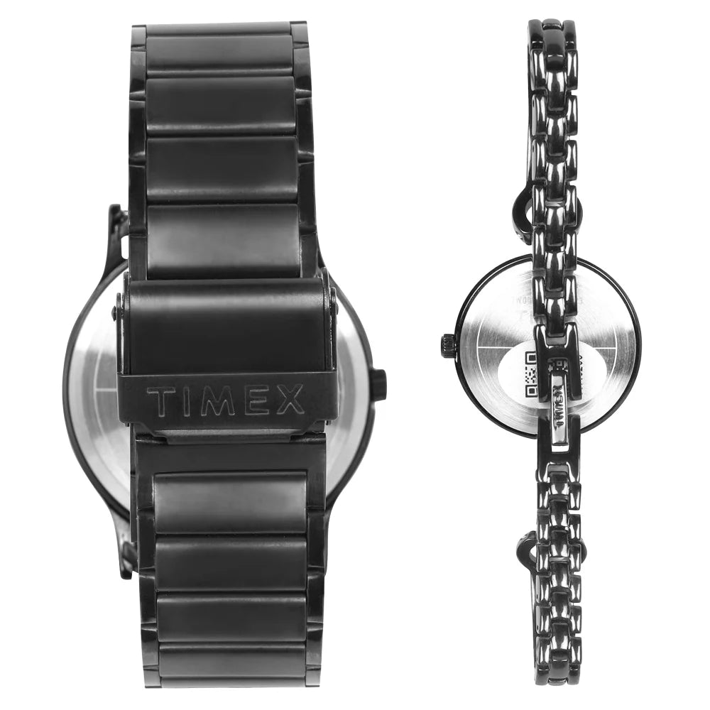 Timex Classics Pairs Black Dial Day Date/3 Hands Function Watch - TW00PR264