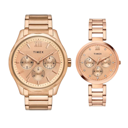 Timex Empera Pairs Rose Gold Dial Couple Watches - TW00PR266