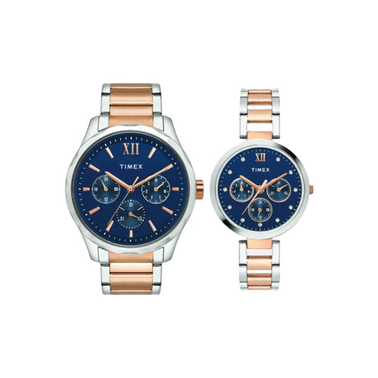 Timex Couple Blue Chronograph Stainless Steel Watch - TW00PR267