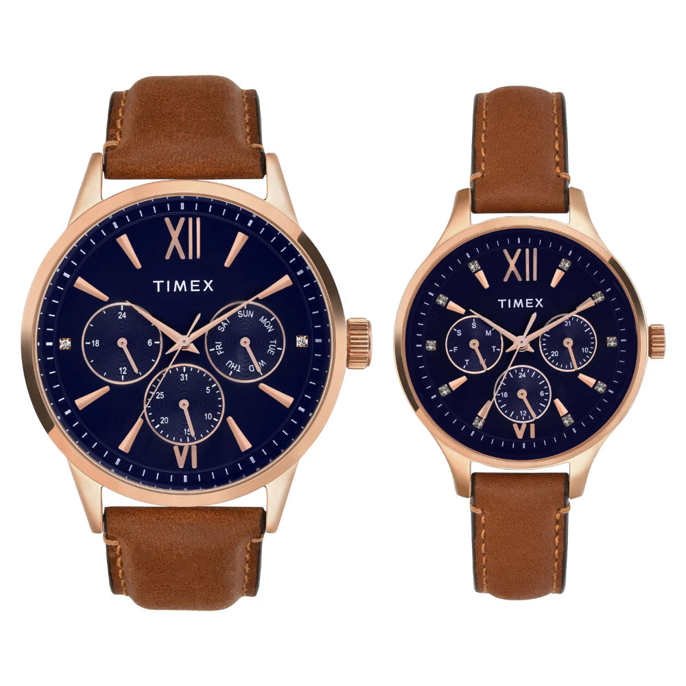 Timex Pairs Blue Round Multifunction Dial Watch - TW00PR302