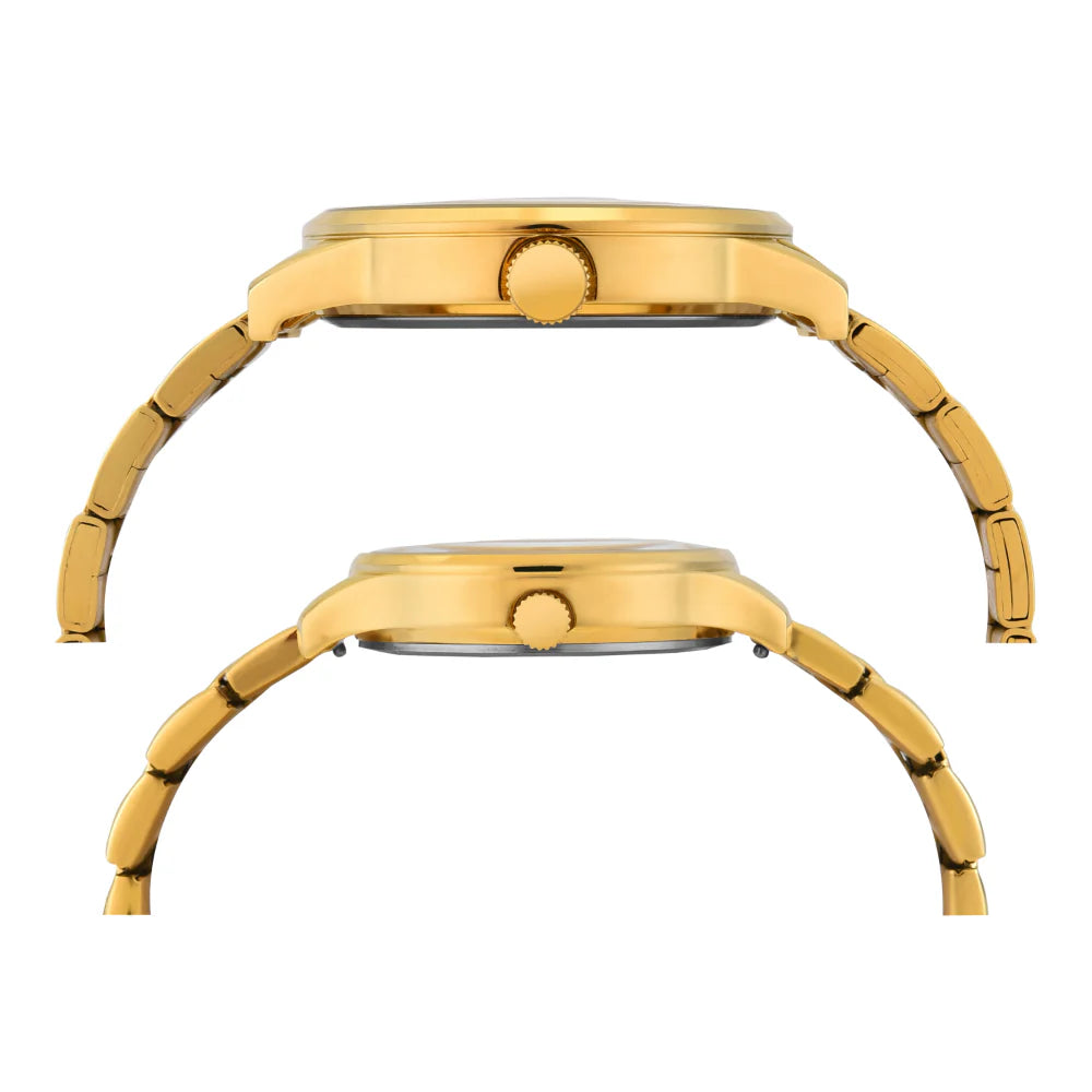 Timex Silver Round Multifunction Dial Analog Couple Watch - TW00PR303