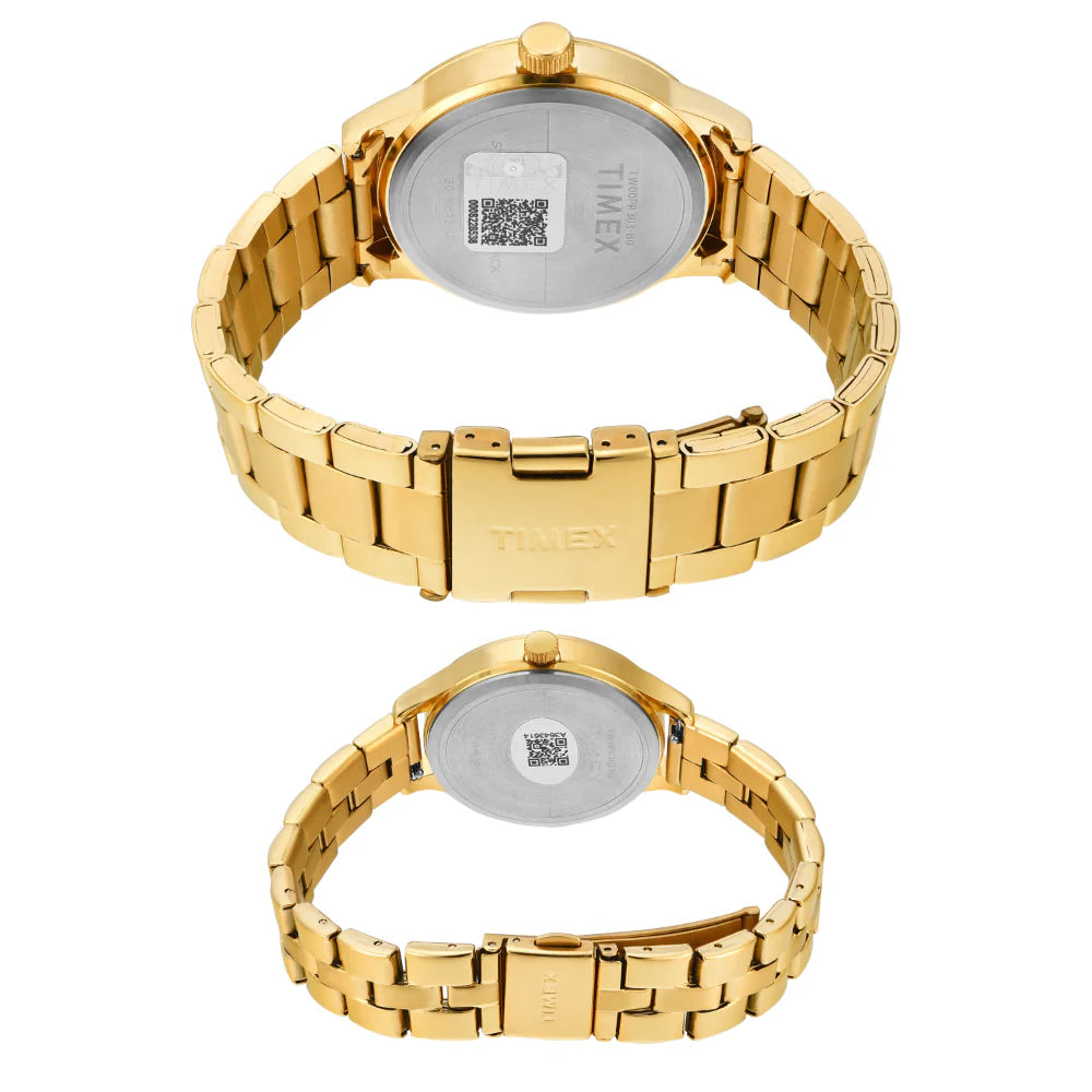 Timex Silver Round Multifunction Dial Analog Couple Watch - TW00PR303