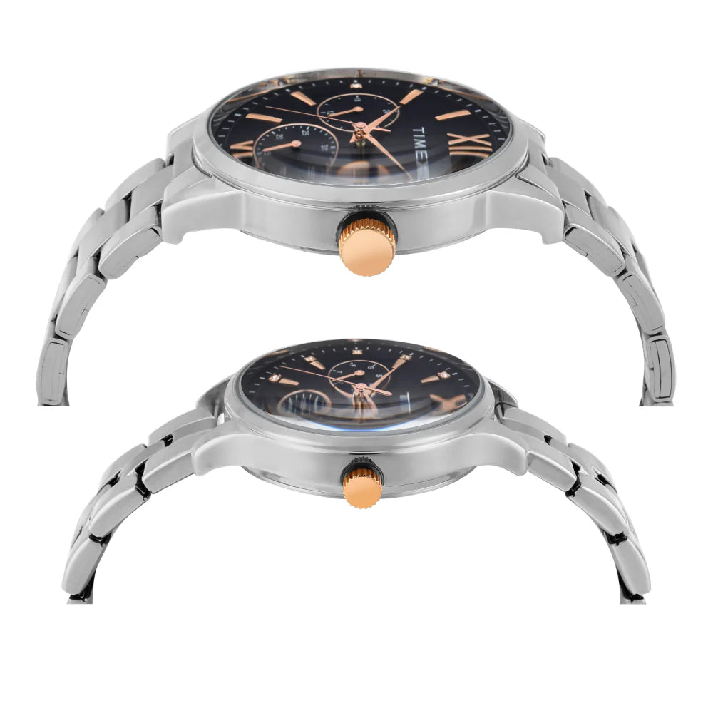 Timex Pairs Blue Round Multifunction Dial Couple Watches - TW00PR305