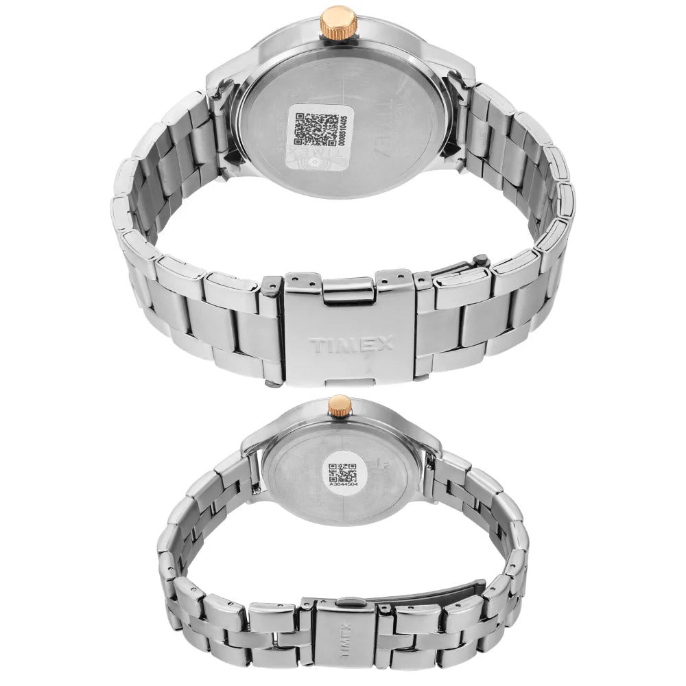 Timex Pairs Blue Round Multifunction Dial Couple Watches - TW00PR305