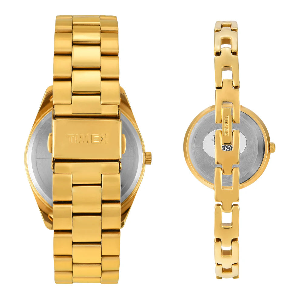 Timex Pairs Beige Round Analog Dial Couple Watch - TW00PR307