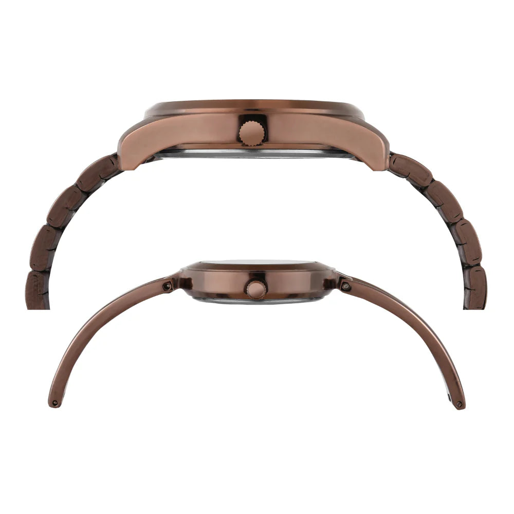 Timex Pairs Brown Round Analog Dial Watch - TW00PR311