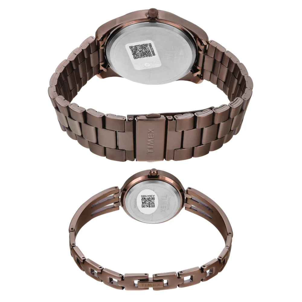 Timex Pairs Brown Round Analog Dial Watch - TW00PR311
