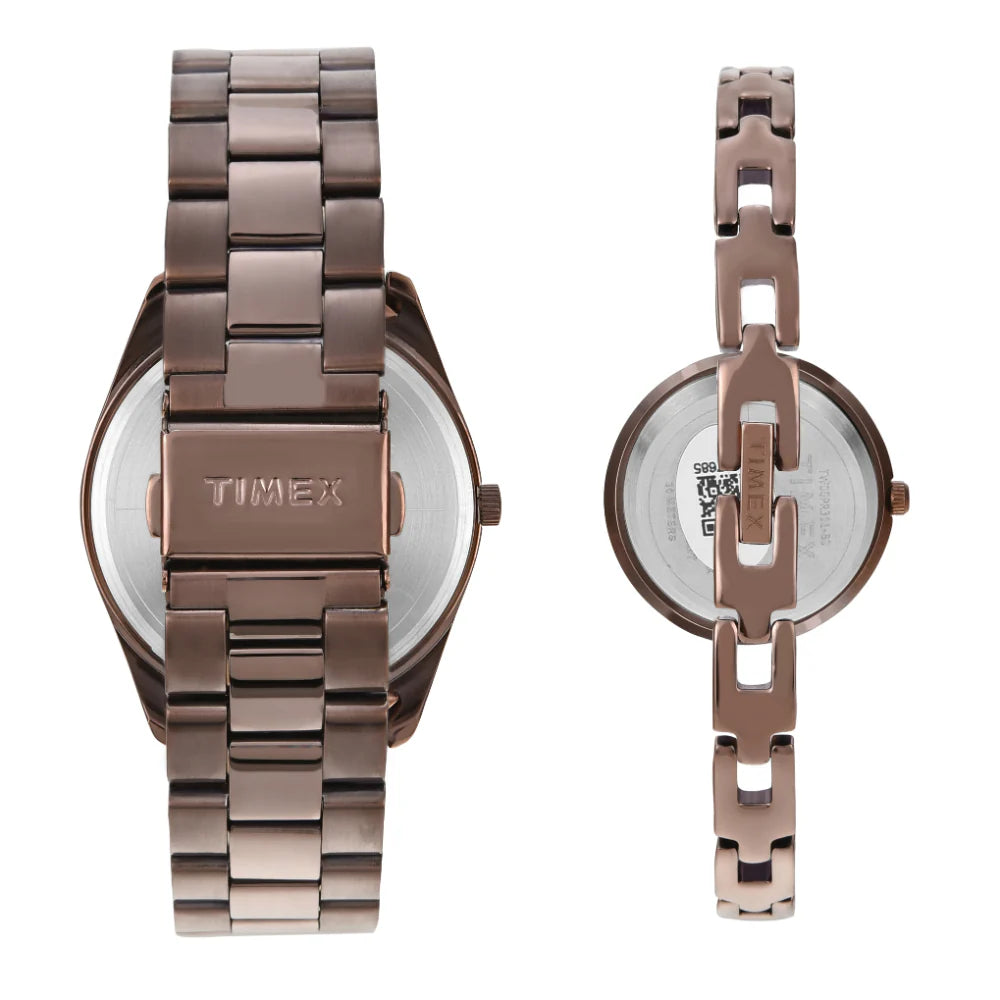 Timex Pairs Brown Round Analog Dial Watch - TW00PR311
