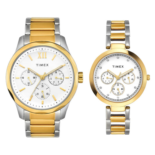 Timex Pairs White Round Multifunction Dial Watch - TW00PR312