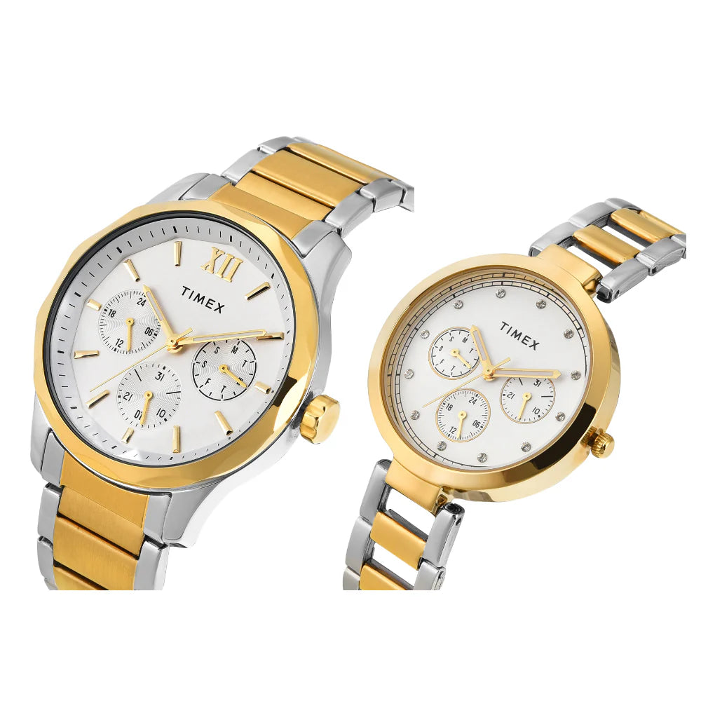 Timex Pairs White Round Multifunction Dial Watch - TW00PR312