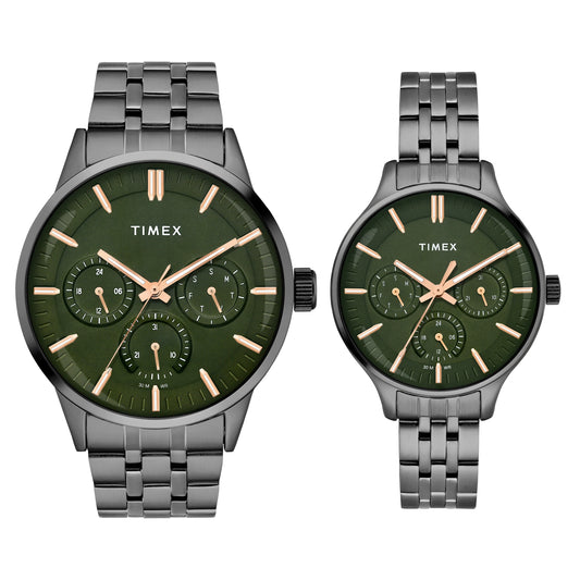Timex Pairs Green Round Dial Analog Watch - TW00PR318