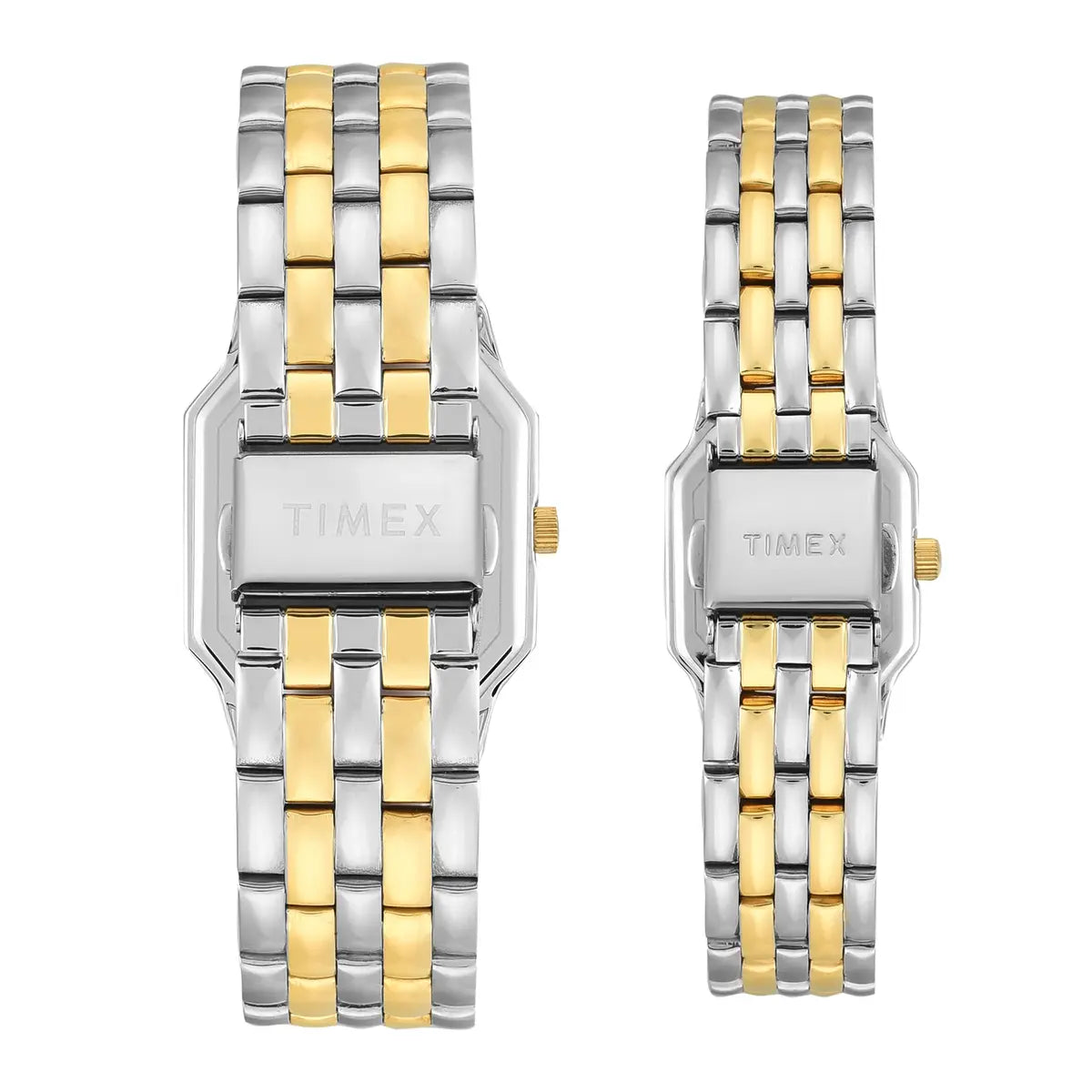 Timex Octagonal Silver Dial Analog Pair Watch - TW00PR354