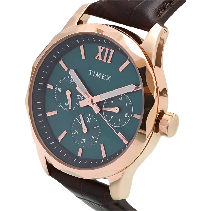 Timex Men's Blue Dial Analog Leather Strep Watch TW0TG7601