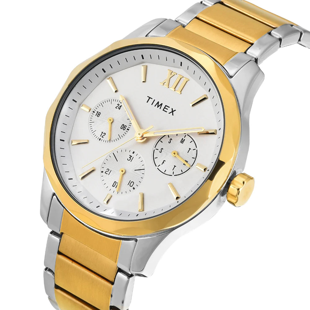Timex Fashion White Round Multifunction Dial Analog Men Watch- TW0TG7624
