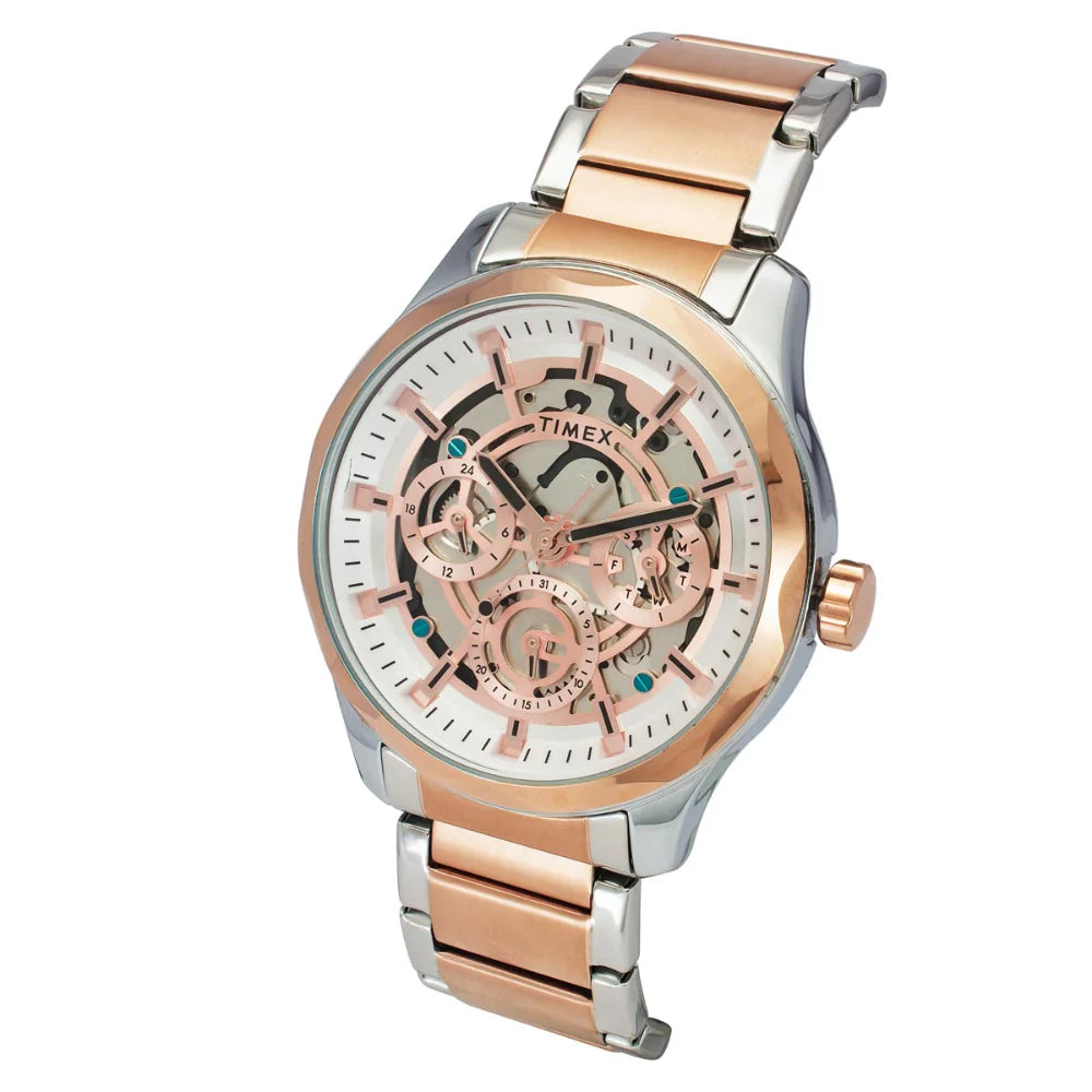 Timex Men Quartz Rose Gold Dial Analog Stainless Steel Watch TW0TG7629
