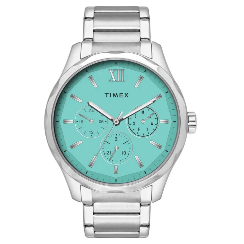 Timex Chrono Tiffany Blue Round Dial Men's Watch - TW0TG7639
