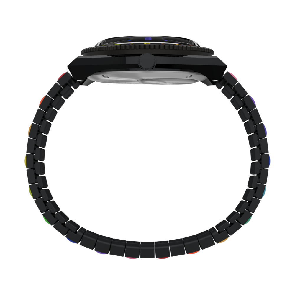 TW2V65900UJ Black Q Timex Stainless Steel Expansion Band Watch (Women)