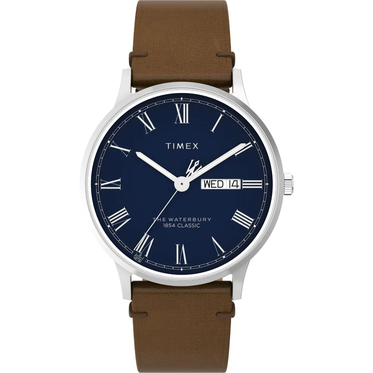 Timex Waterbury Classic 40mm Blue Dial Leather Strap Men's Watch TW2W14900UJ