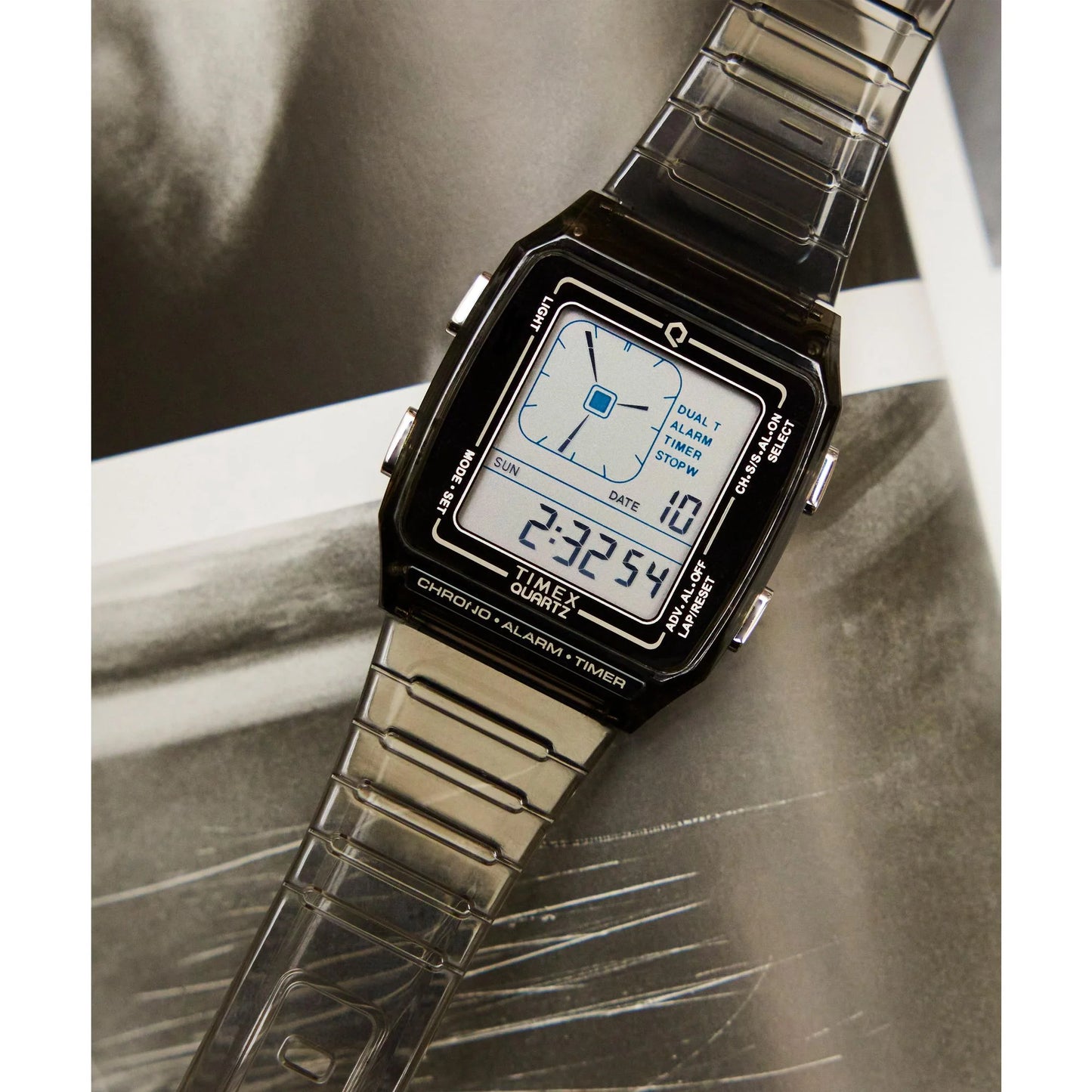 Timex Q Grey 35MM Rectangle Dial Digital Unisex Watch - TW2W45000UJ