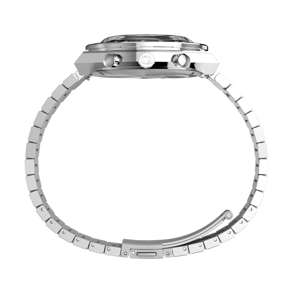 Q Timex Panda White Chronograph Stainless Steel Bracelet Men's Watch - TW2W53300UJ