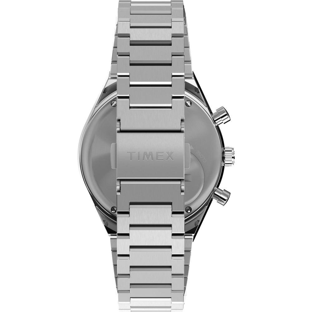 Q Timex Panda White Chronograph Stainless Steel Bracelet Men's Watch - TW2W53300UJ
