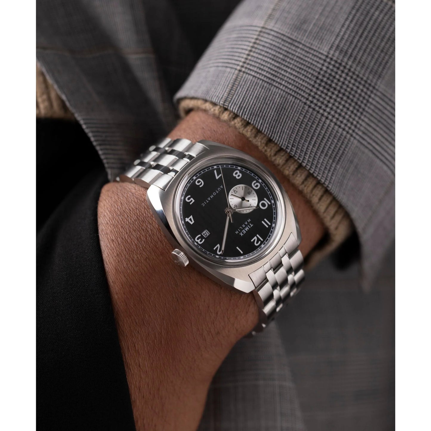 Timex Marlin Men Black Tonneau Dial Automatic Analog Watch - TW2W58800UJ