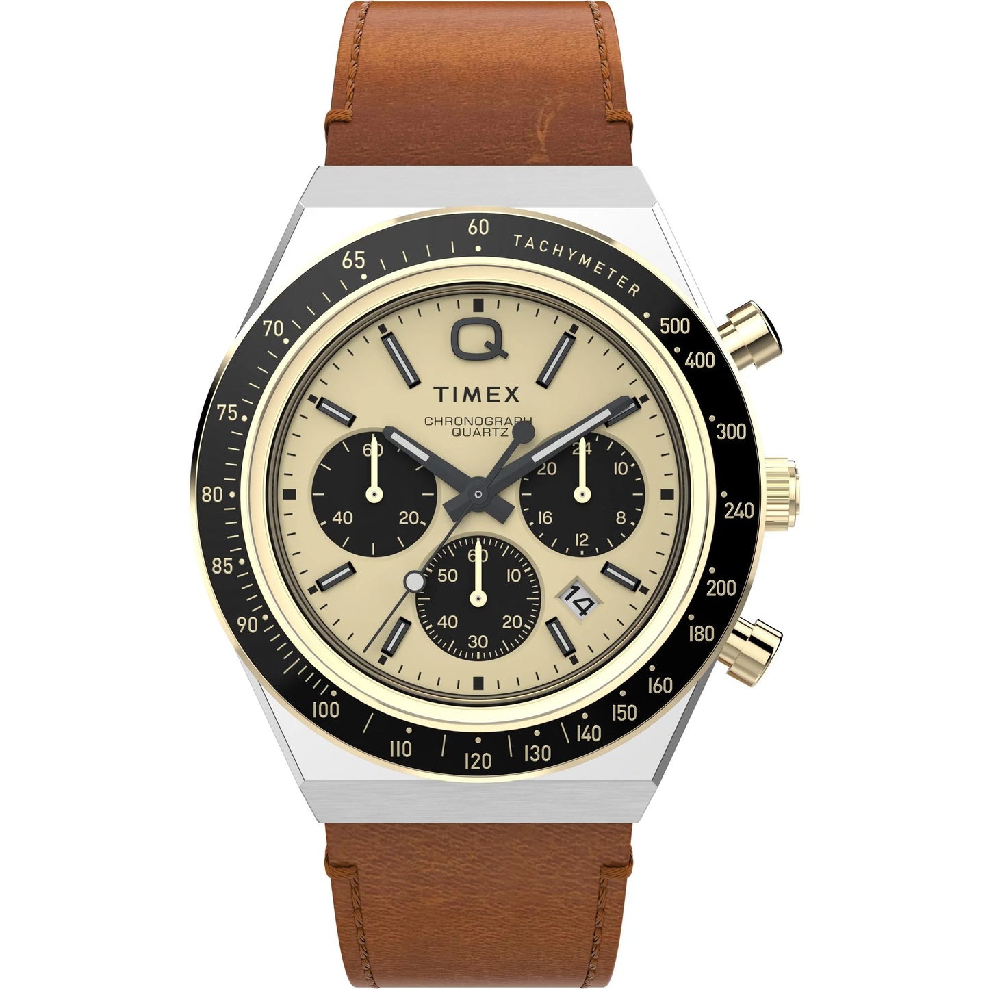 Q Timex Gold-Tone Round Dial Analog Men's Watch - TW2W64400UJ