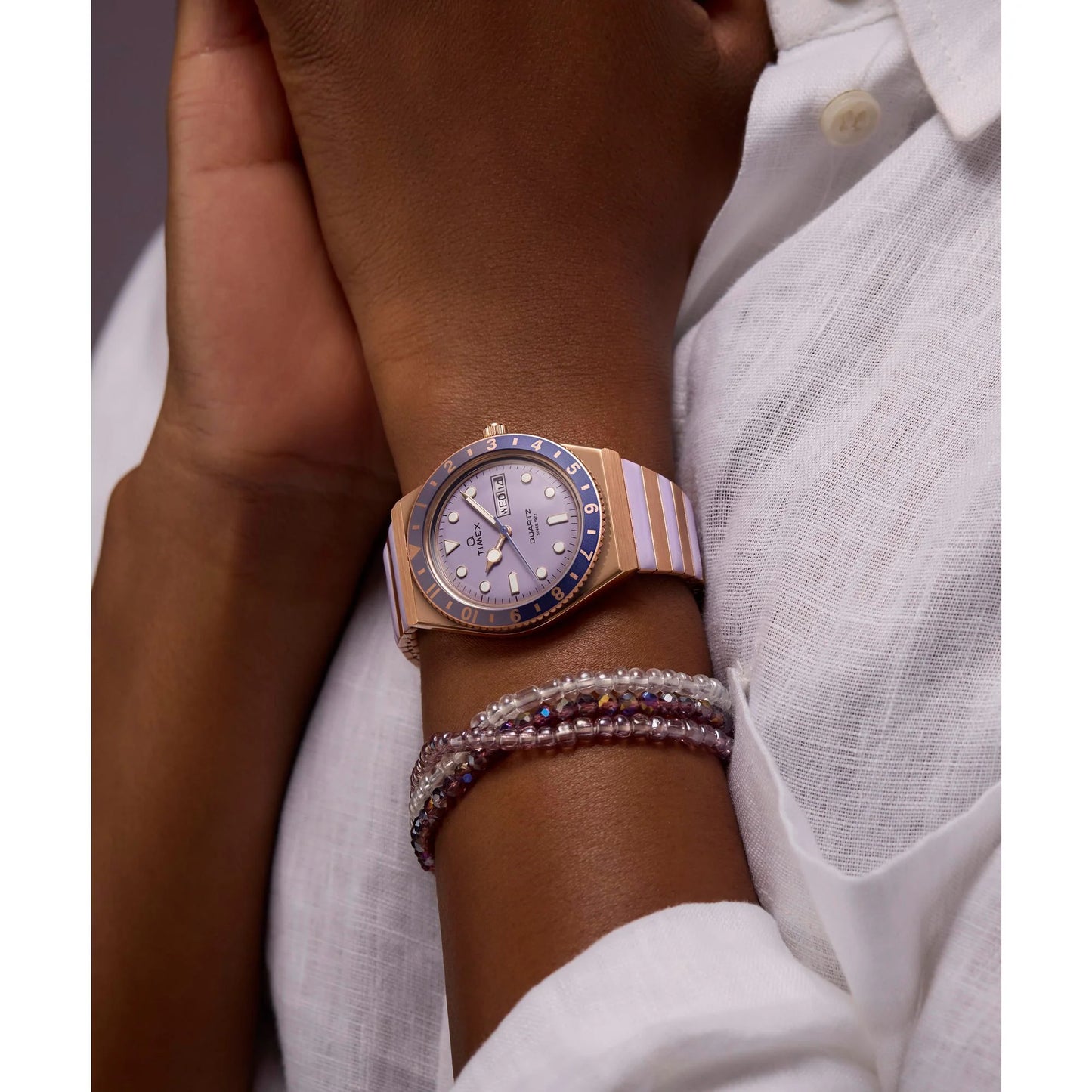 Q Timex Purple Round 36MM Dial Analog Women's Watch - TW2W87700UJ