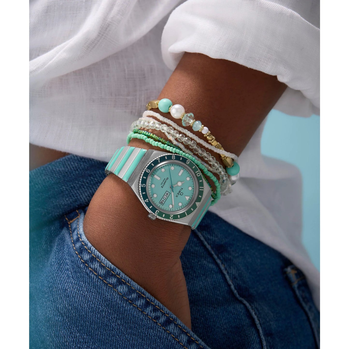 Q Timex Blue Round Dial Analog Women's Watch - TW2W87800UJ