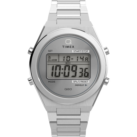 Timex Q Grey Round Dial Digital Men's Watch - TW2Y09800UJ